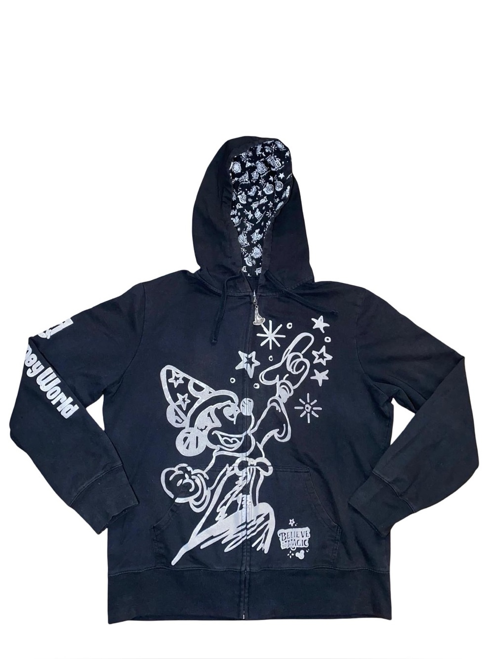 Disney Parks Sorcerer Mickey Believe In Magic Full Zip Hoodie Graphic Sweatshirt
